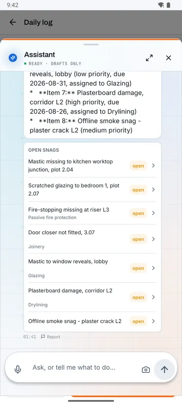 AI copilot: Assistant answer screen