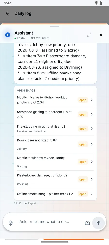 AI copilot: Assistant answer screen