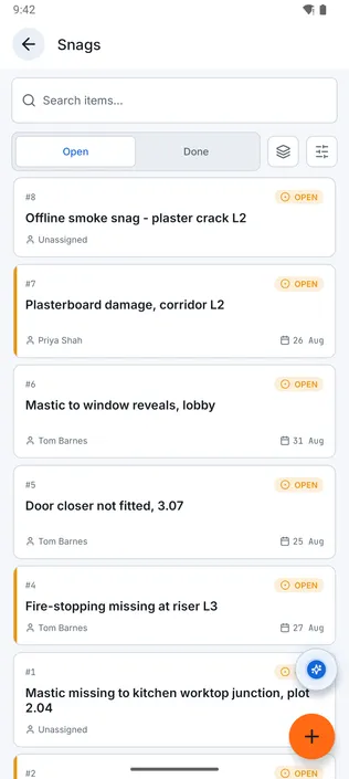 punch list screen